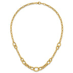 14k Polished and Textured Link 17.25 inch Necklace