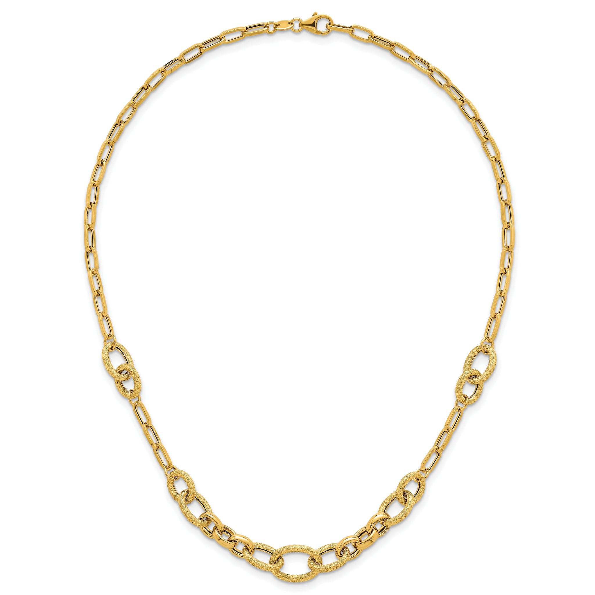 14k Polished and Textured Link 17.25 inch Necklace
