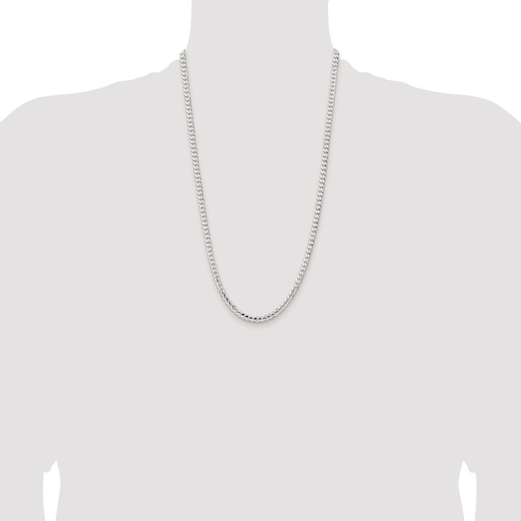Concave Beveled Curb Chain in Sterling Silver, 4.5mm