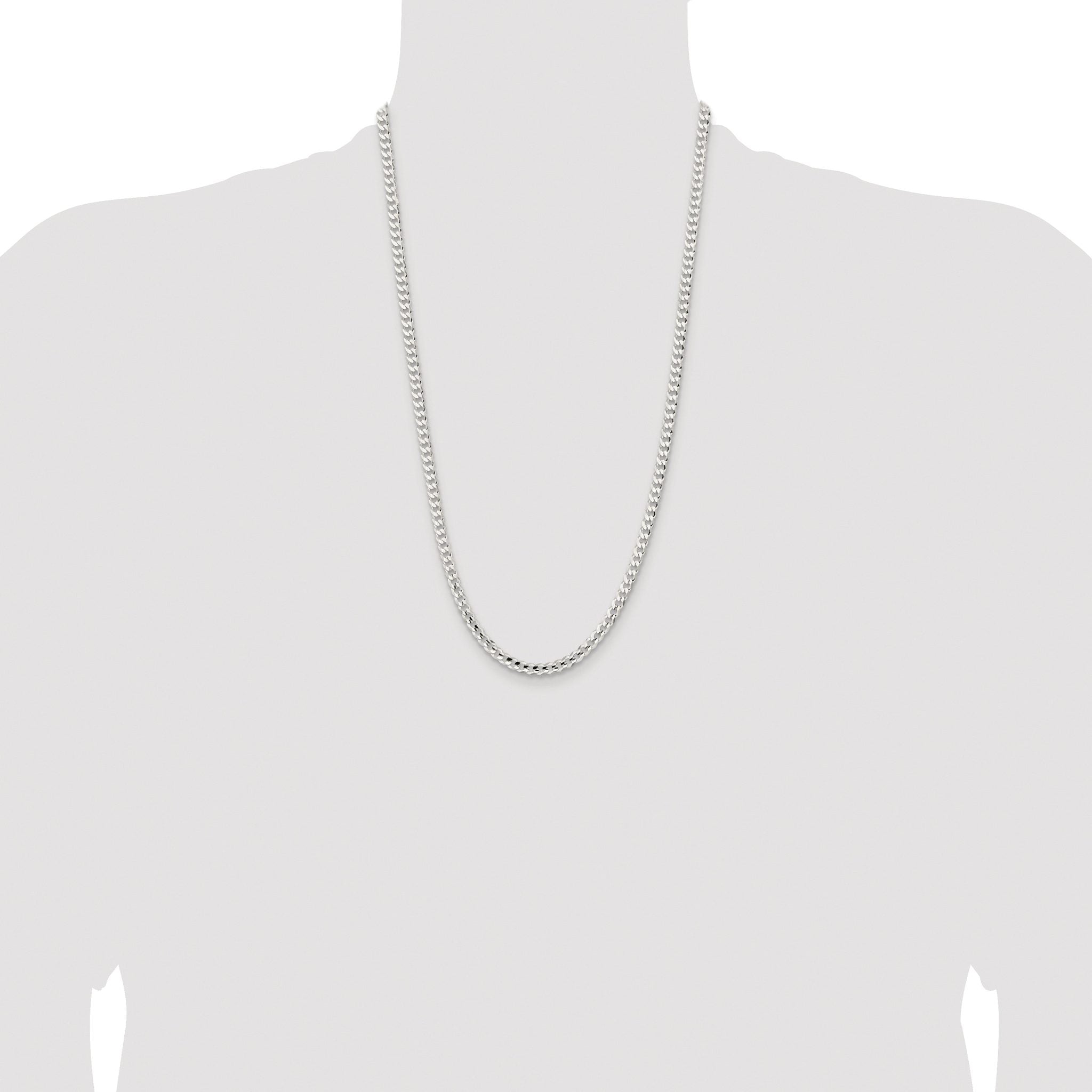 Concave Beveled Curb Chain in Sterling Silver, 4.5mm