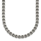 Sterling Silver Antiqued Brushed 5.00mm Fancy Box Link 19.75 inch Necklace