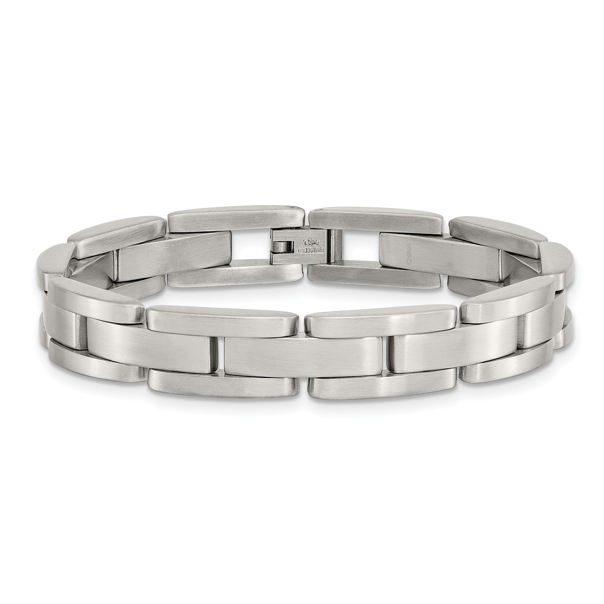 Stainless Steel Brushed Link Bracelet for Men