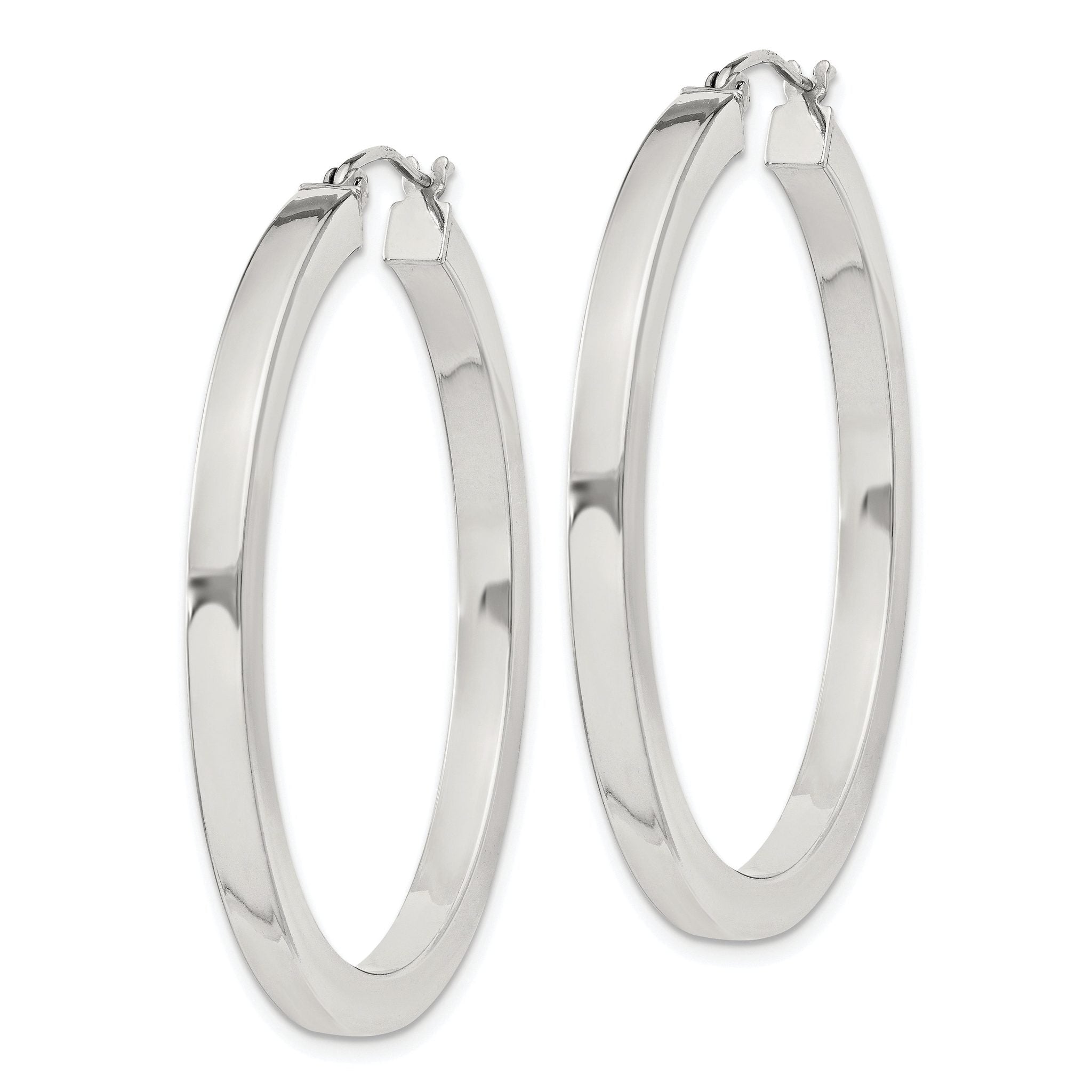 Sterling Silver 3x40mm Square Tube Hoop Earrings Secondary image