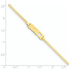 14k Polished Solid Chain/Solid Plate Curb Link Cut-out Heart 21x5mm Plate 5.5 inch Baby/Child ID Bracelet
