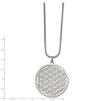 Stainless Steel Polished Flower Cut-out Large Circle 20 inch Necklace