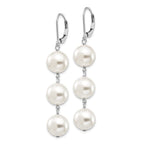 Sophia Jewelers Sterling Silver Shell Pearl Dangle Earrings with Rhodium Polish