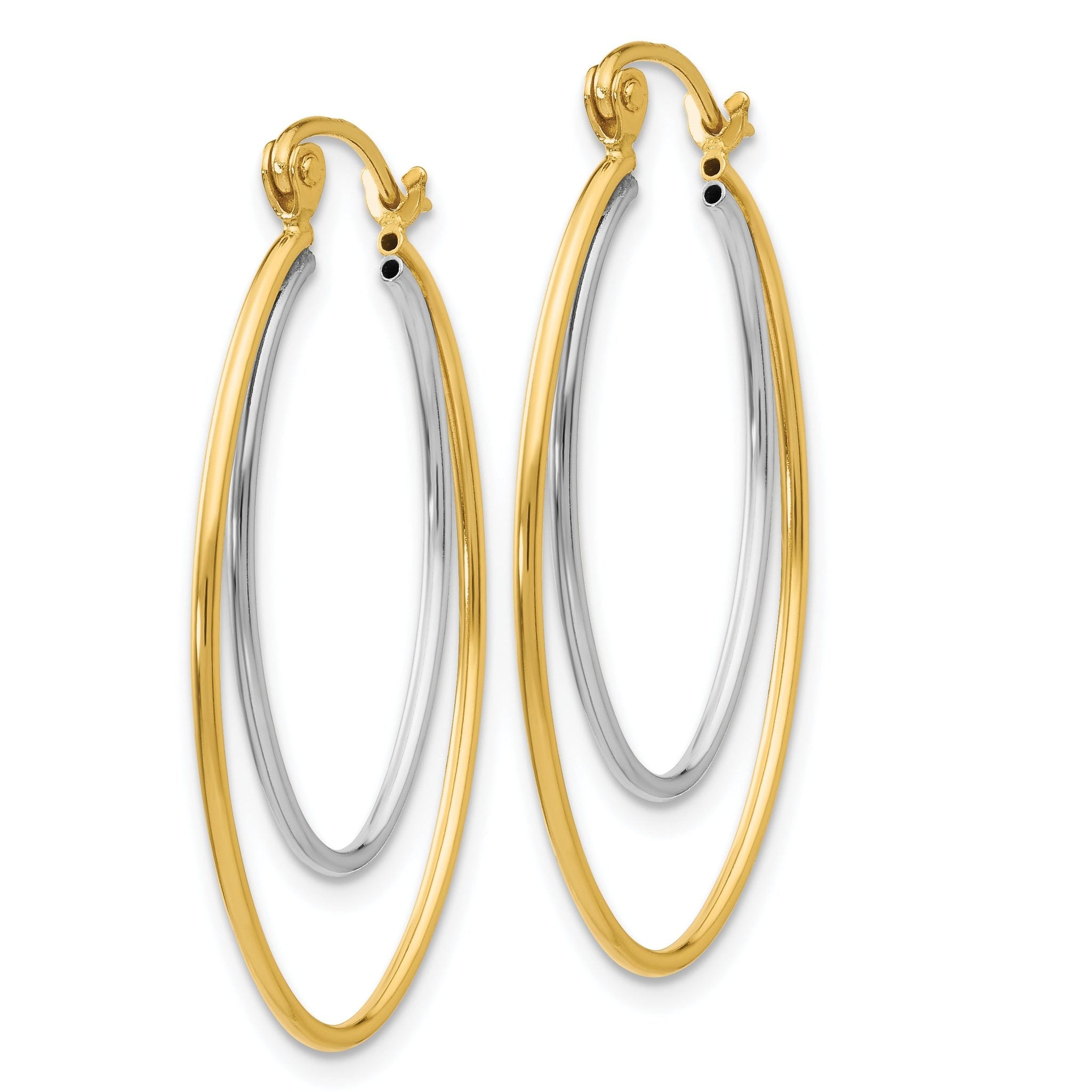 14K Two Tone Lightweight Hoop Earrings Secondary image