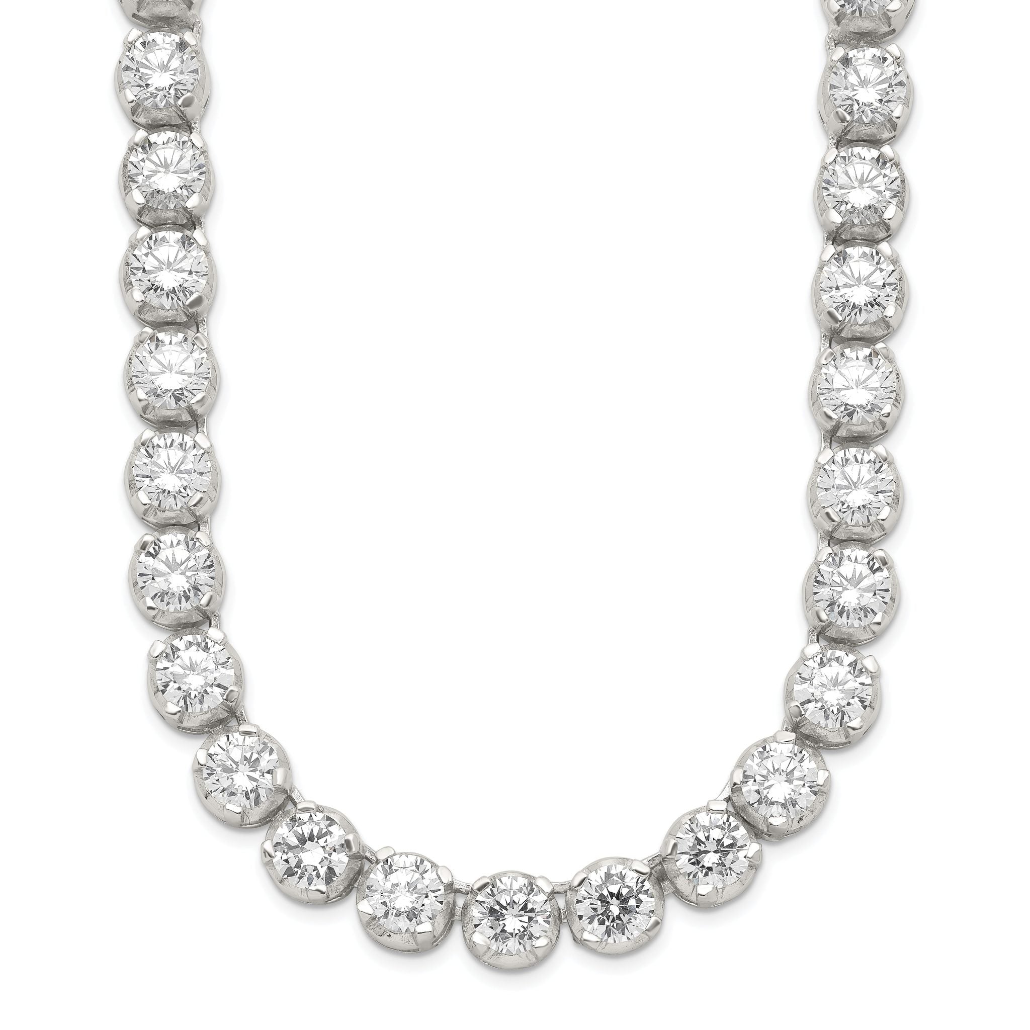 Sterling Silver 17in Rhodium-plated Fancy Mulitple CZ Necklace Main image