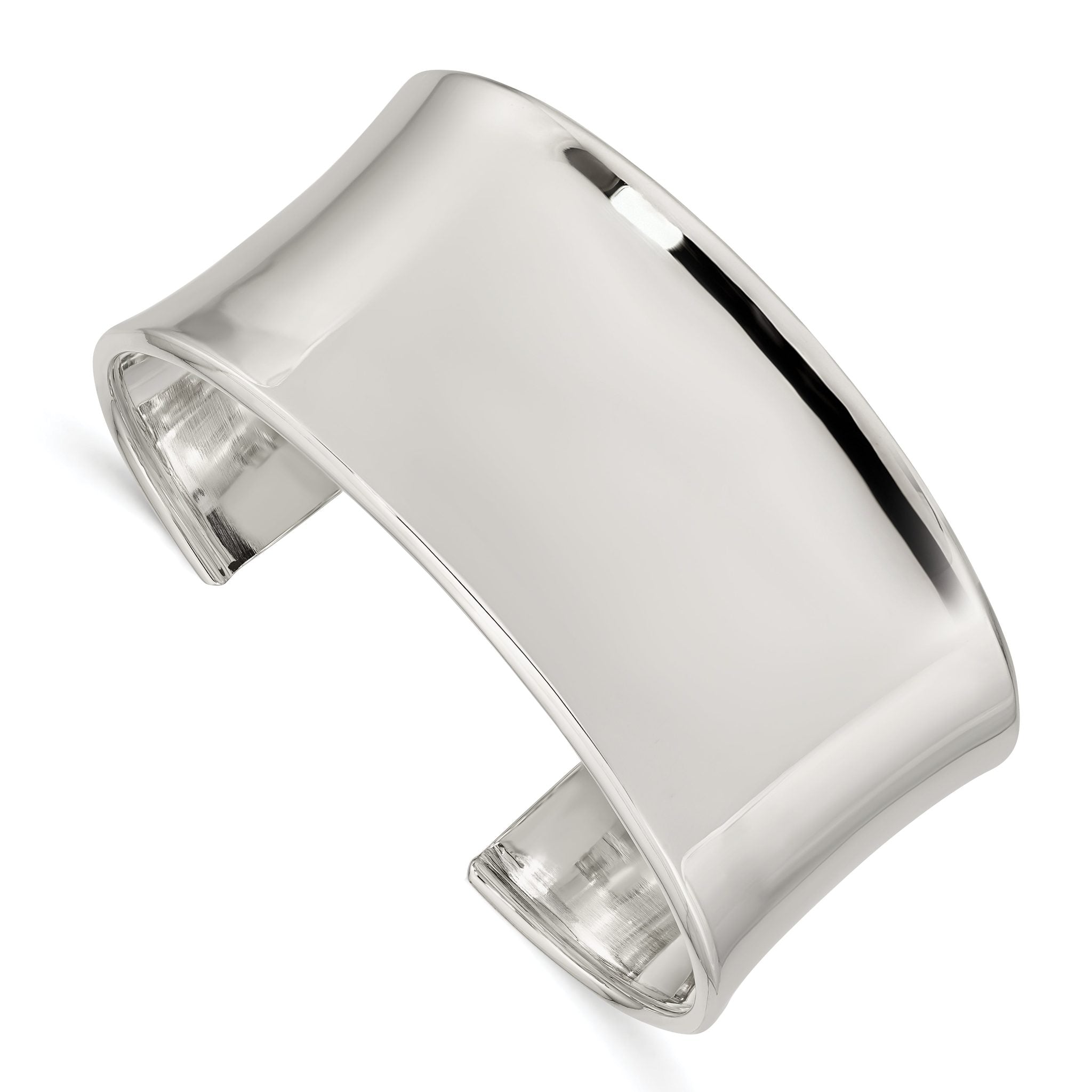 Sterling Silver 925 Polished Cuff Bracelet with Engravable Feature Main image