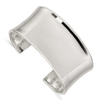 Sterling Silver 925 Polished Cuff Bracelet with Engravable Feature