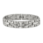Stainless Steel Brushed and Polished Cross Link Bracelet for Men