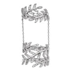 Sterling Silver Rhodium-Plated Cubic Zirconi Leaf with Extender Ring