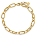 14K Polished and Twisted Fancy Link w/.5in ext. Bracelet
