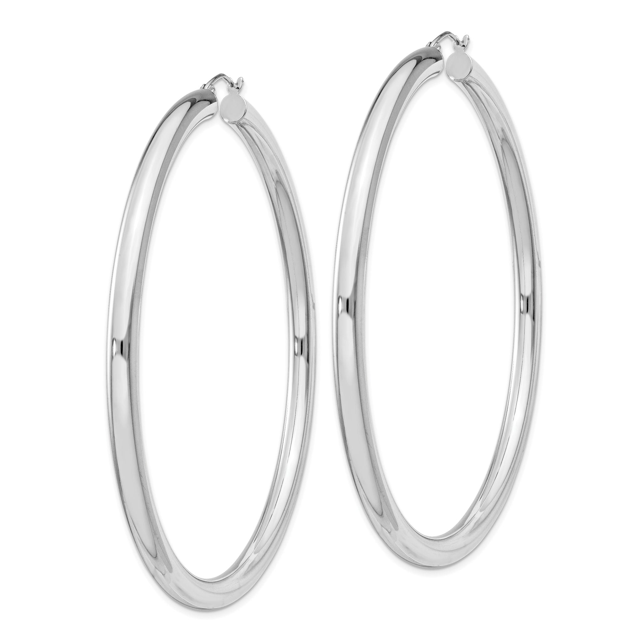 Sterling Silver Rhodium-plated 4mm Round Hoop Earrings Secondary image