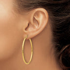 14k Diamond-cut 2mm Round Tube Hoop Earrings