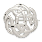 925 Sterling Silver Celtic Knot Pin with Diamond-Cut Satin Finish