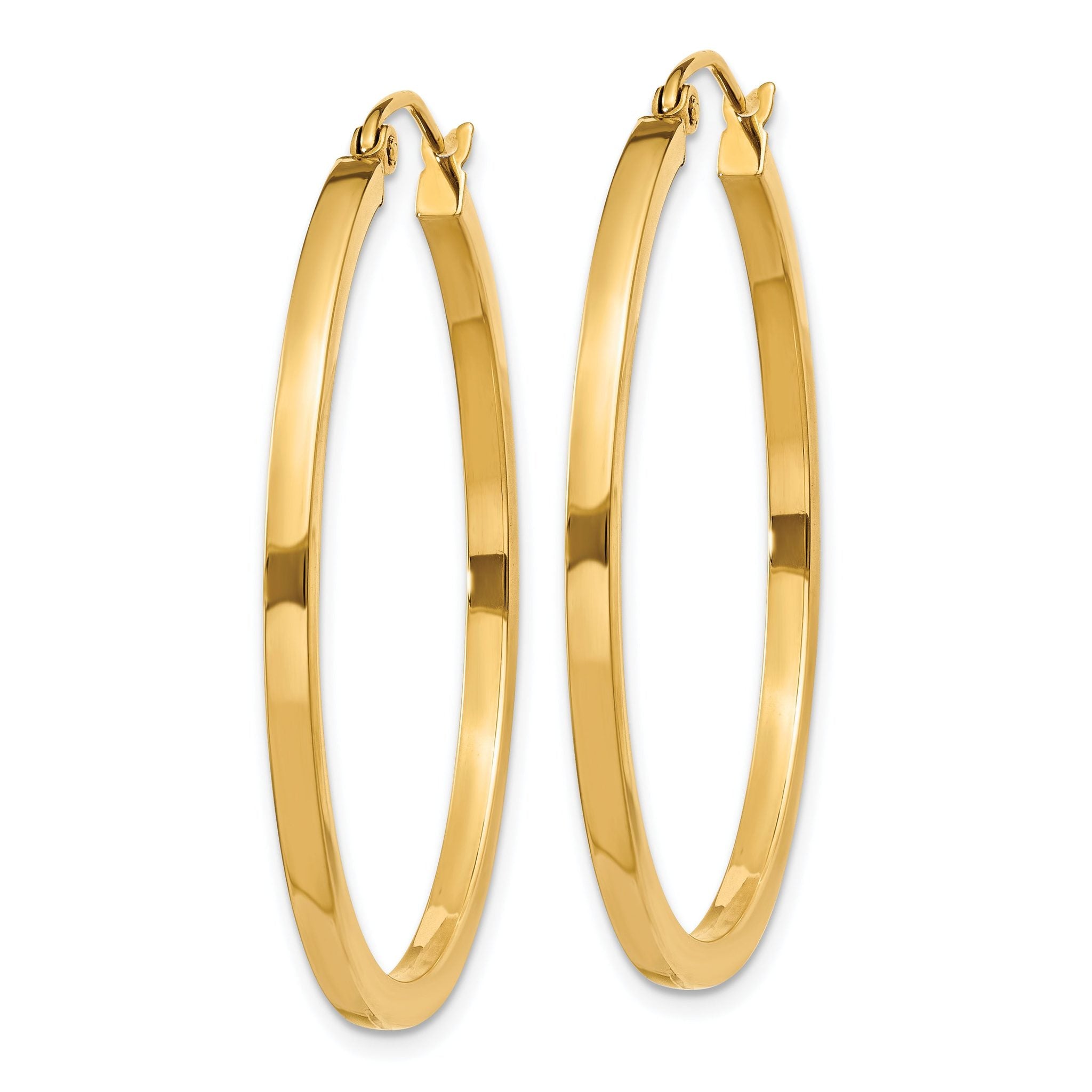 14K Gold Polished Square Hoop Earrings for Women by Sophia Jewelers