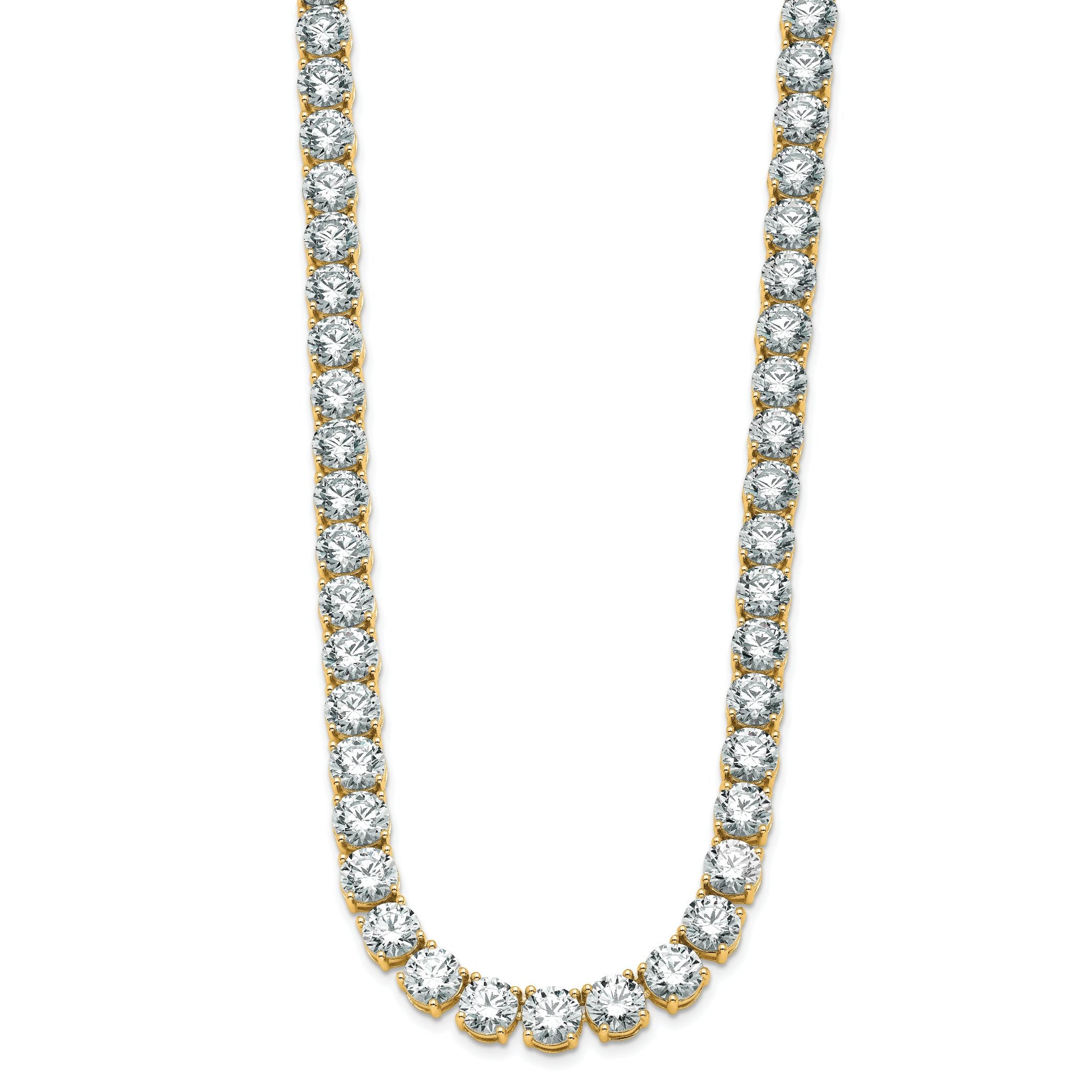 14k 67 carat Lab Grown Diamond VS+ F+ Complete Round 18 inch Straight Tennis Necklace