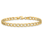 14K Polished and Textured Link Bracelet