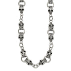 Chisel Stainless Steel Antiqued and Polished Skull 24 inch Necklace