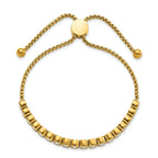 Stainless Steel Polished Yellow IP-plated with Round Cubic Zirconia Adjustable Bracelet for Women