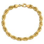 14K 9 inch 7mm Diamond-cut Rope with Fancy Lobster Clasp Chain