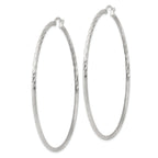 Sterling Silver 2mm Polished/Satin D/C Hoop Earrings