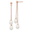 Sterling Silver Rose-tone 7-8mm White Rice Freshwater Cultured Pearl Post Dangle Earrings