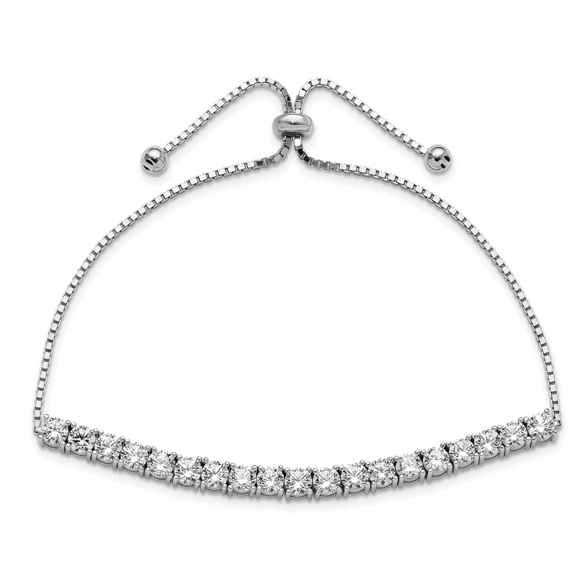 Sterling Silver Rhodium-plated Polished CZ Adjustable Tennis Bracelet Secondary image