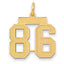 14K Gold Satin Finish Number 86 Charm Medium Lasercut