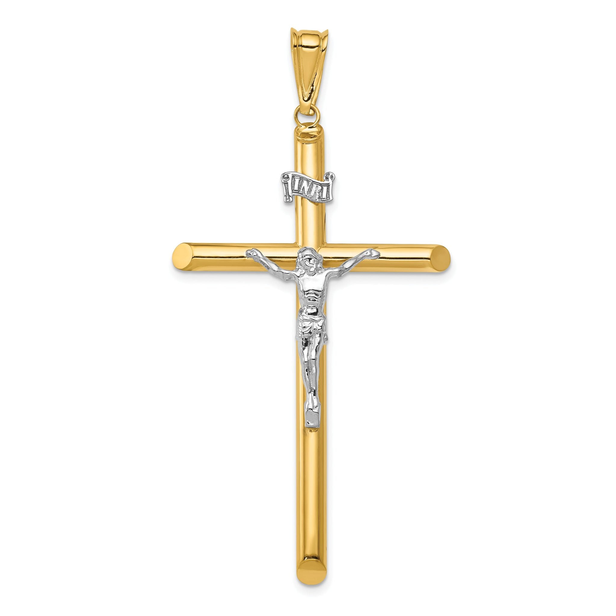 14K Two-Tone Gold Crucifix Pendant with Polished Finish Main image
