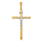 14K Two-Tone Gold Crucifix Pendant with Polished Finish