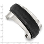 Stainless Steel Polished with Leather Cuff Bangle Bracelet for Women
