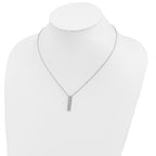Sterling Silver Rhodium-plated CZ Dangle Bar Necklace