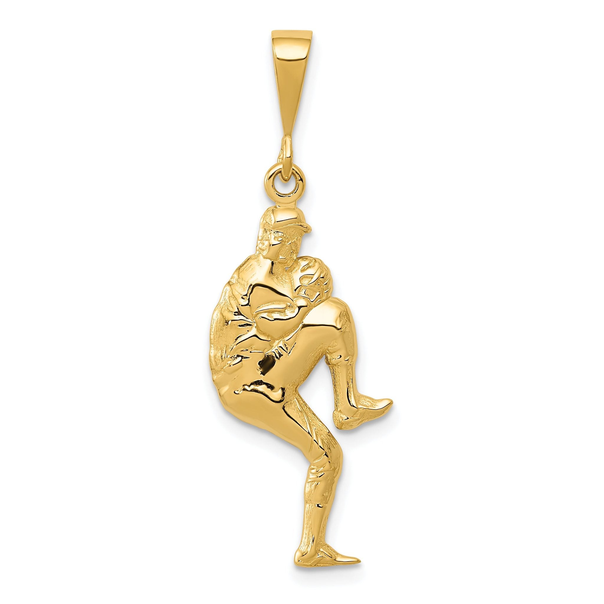 14K Gold 3D Baseball Pitcher Charm for Men with Polished Finish Main image