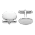 Rhodium-Plated Sterling Silver Oval Cuff Links