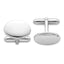 Rhodium-Plated Sterling Silver Oval Cuff Links