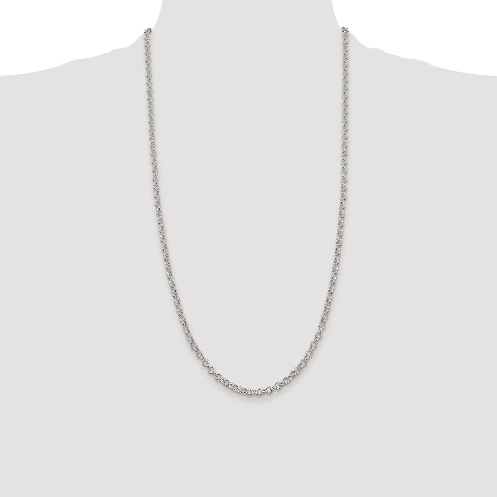 Polished Rolo Chain Necklace in Sterling Silver, 4mm