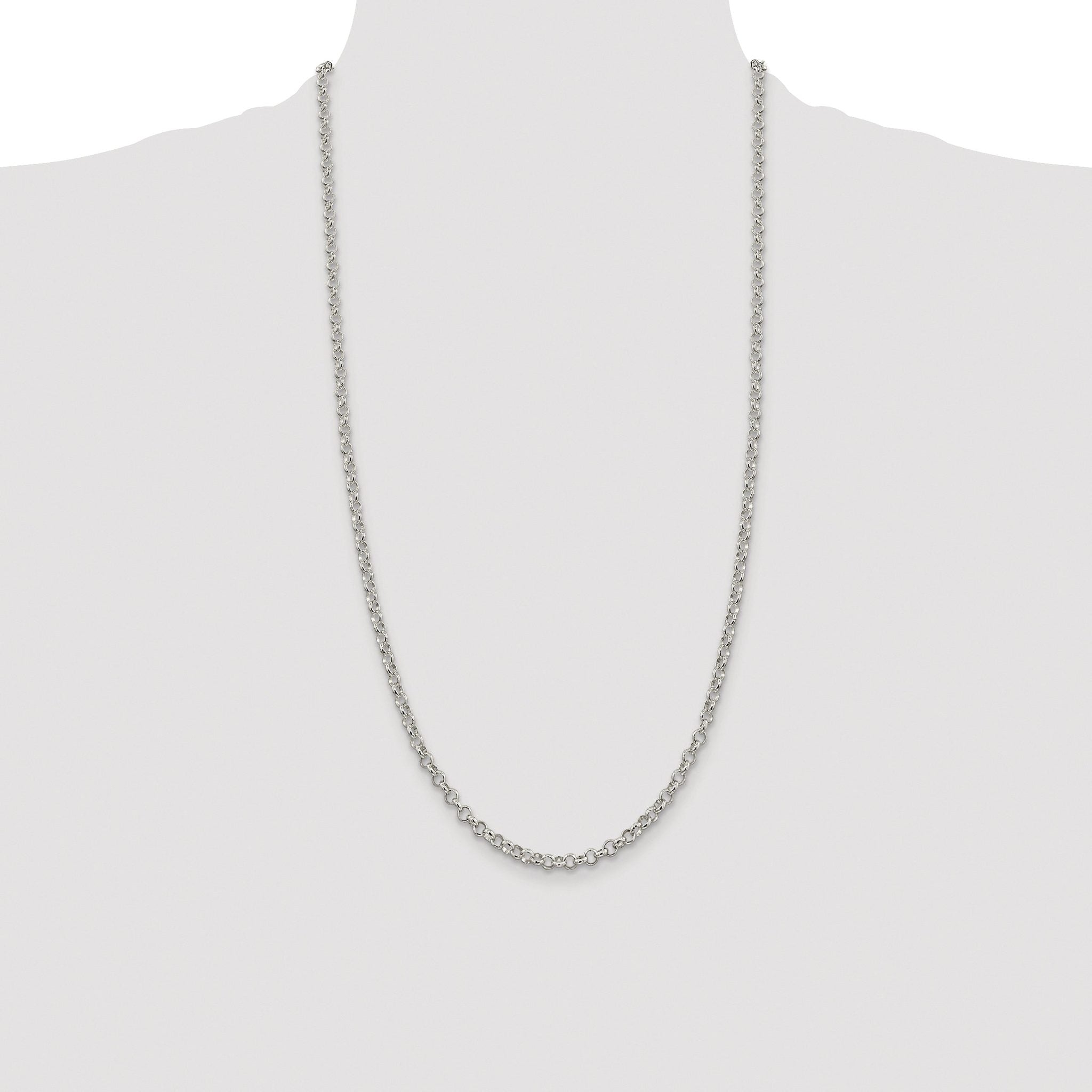 Polished Rolo Chain Necklace in Sterling Silver, 4mm