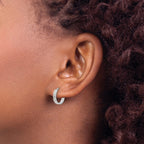 14k White Gold Madi K CZ Children's Hinged Hoop Earrings
