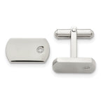 Stainless Steel Polished Diamond Cuff Links
