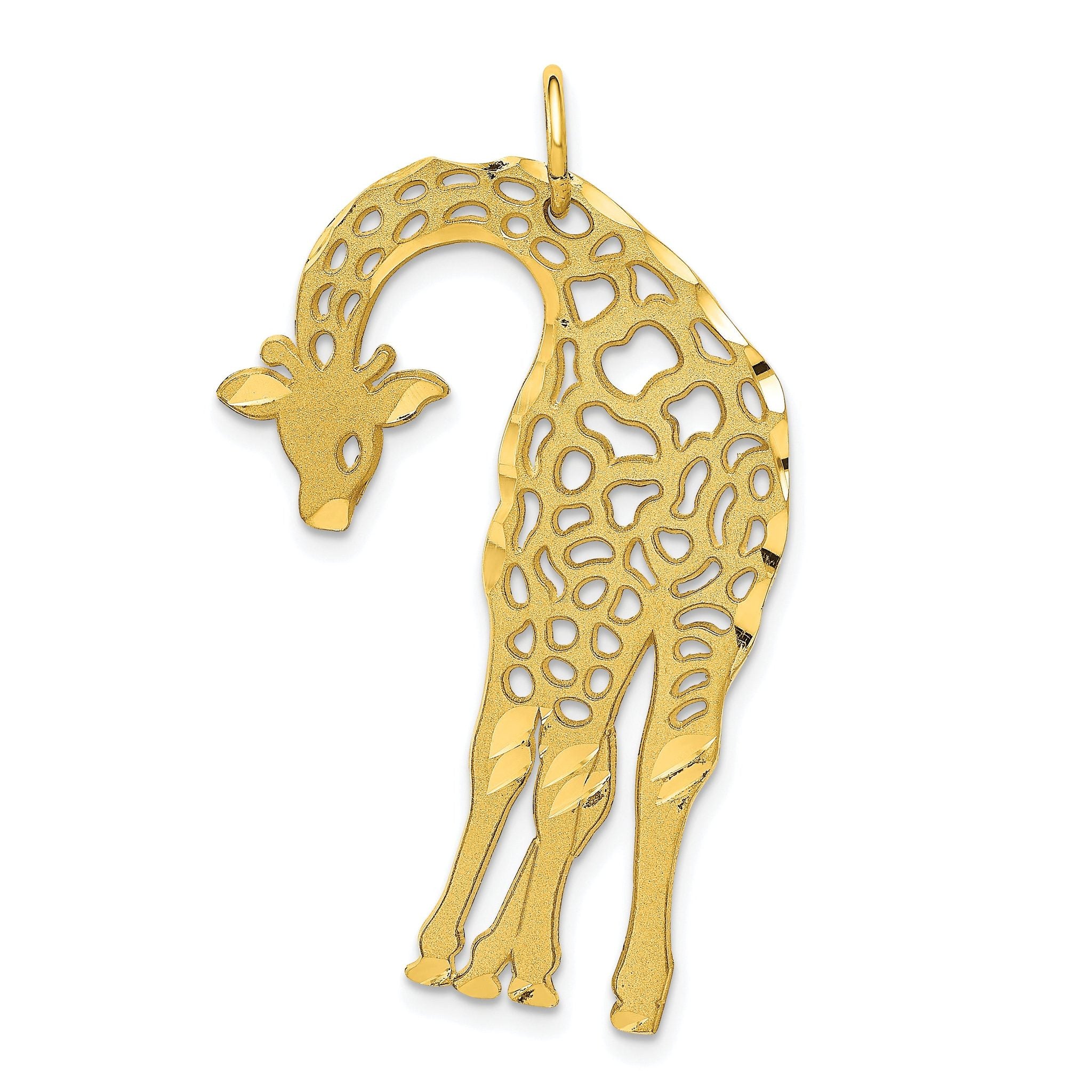 10K Gold Polished Giraffe Charm Solid Pendant by Sophia Jewelers
