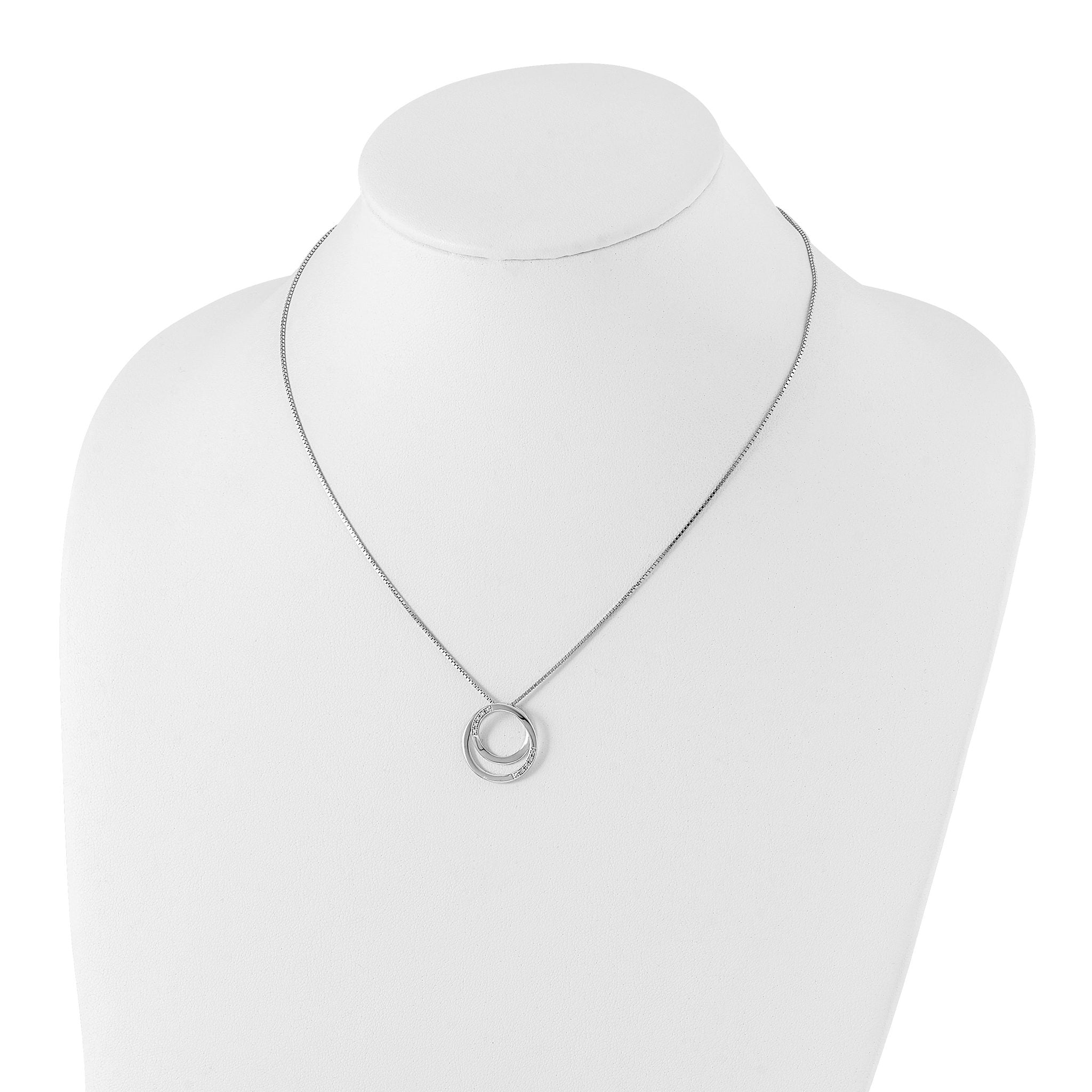 Sophia Jewelers White Ice Rhodium-Plated Sterling Silver Diamond Necklace Gift Ready