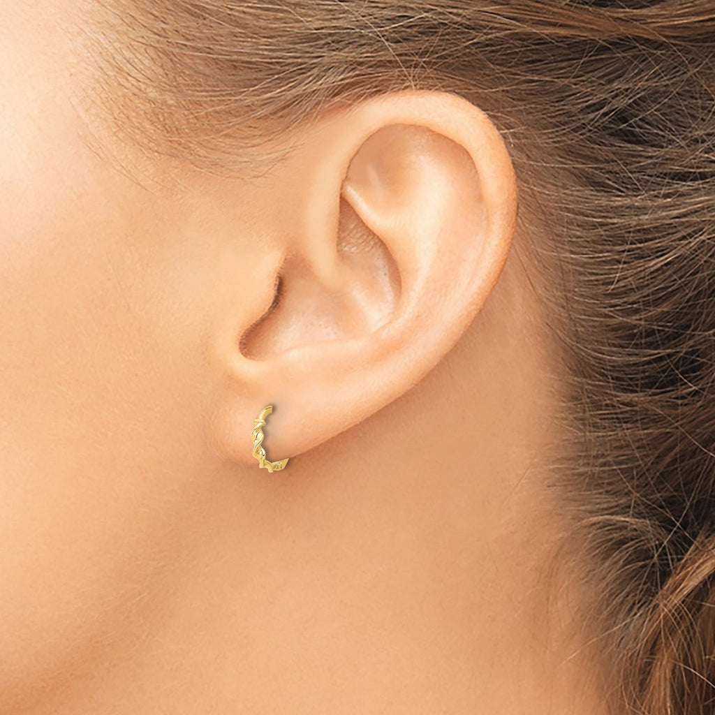 10K Polished Twisted Huggie Hoop Earrings