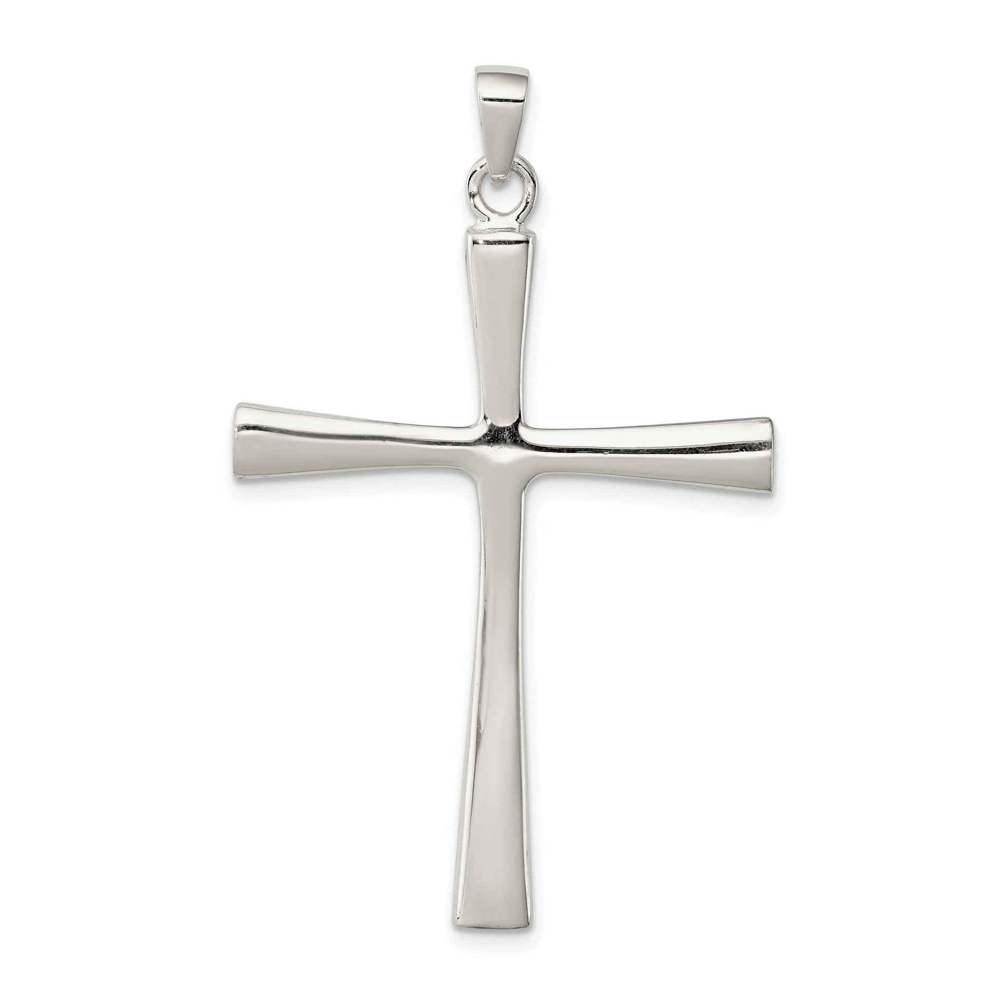 Sterling Silver 925 Polished Cross Pendant with Solid Cast Design Main image