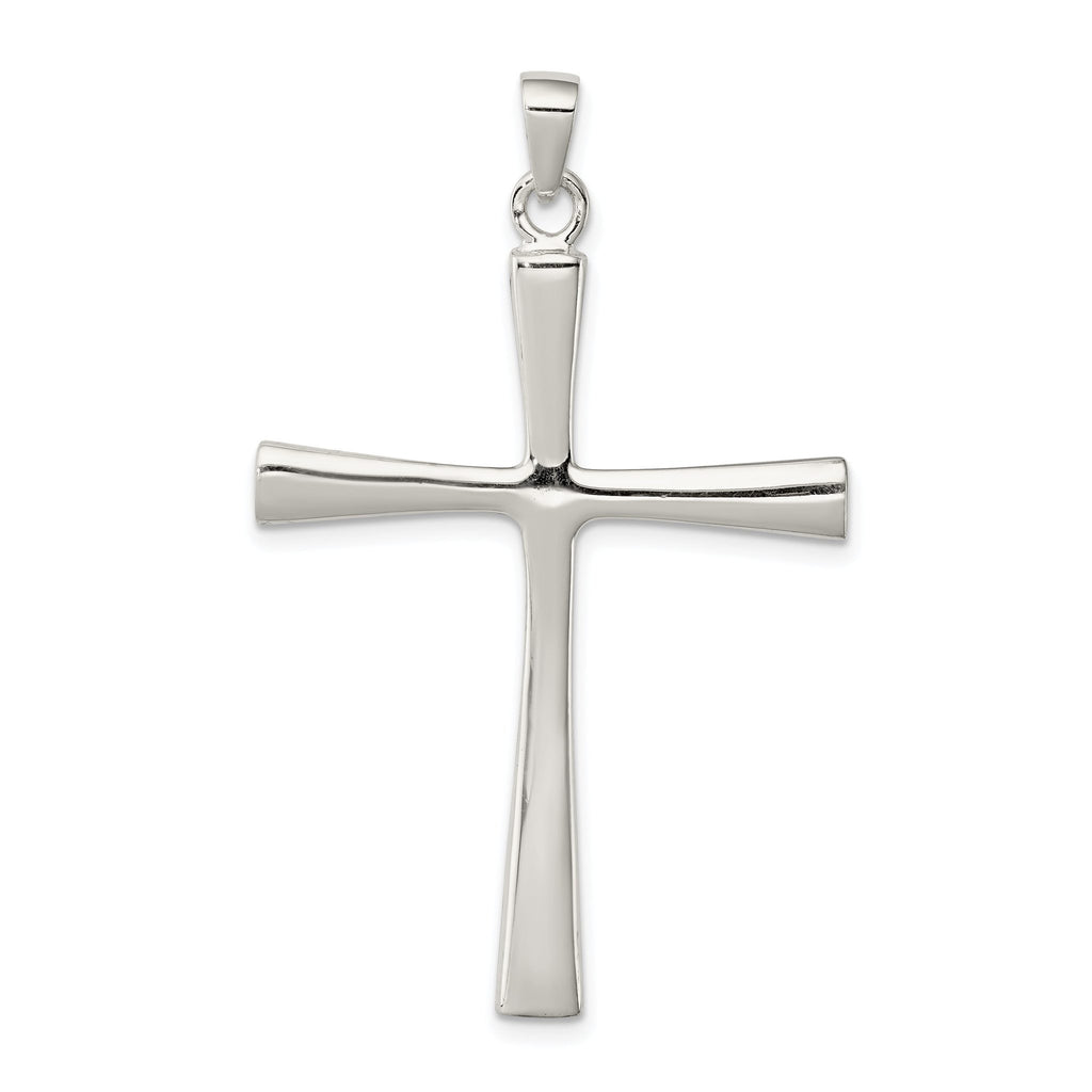 Sterling Silver 925 Polished Cross Pendant with Solid Cast Design