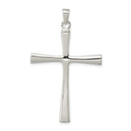 Sterling Silver 925 Polished Cross Pendant with Solid Cast Design