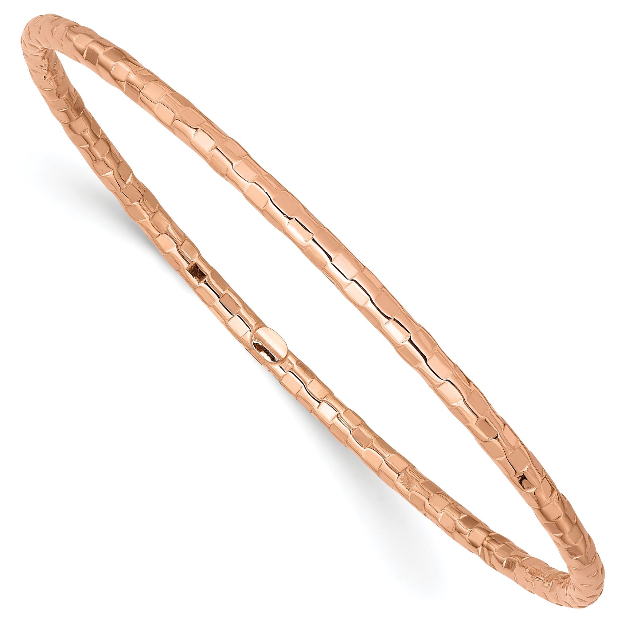 14K Rose Gold Women's Textured Slip-On Bangle Bracelet Polished Elegance Main image