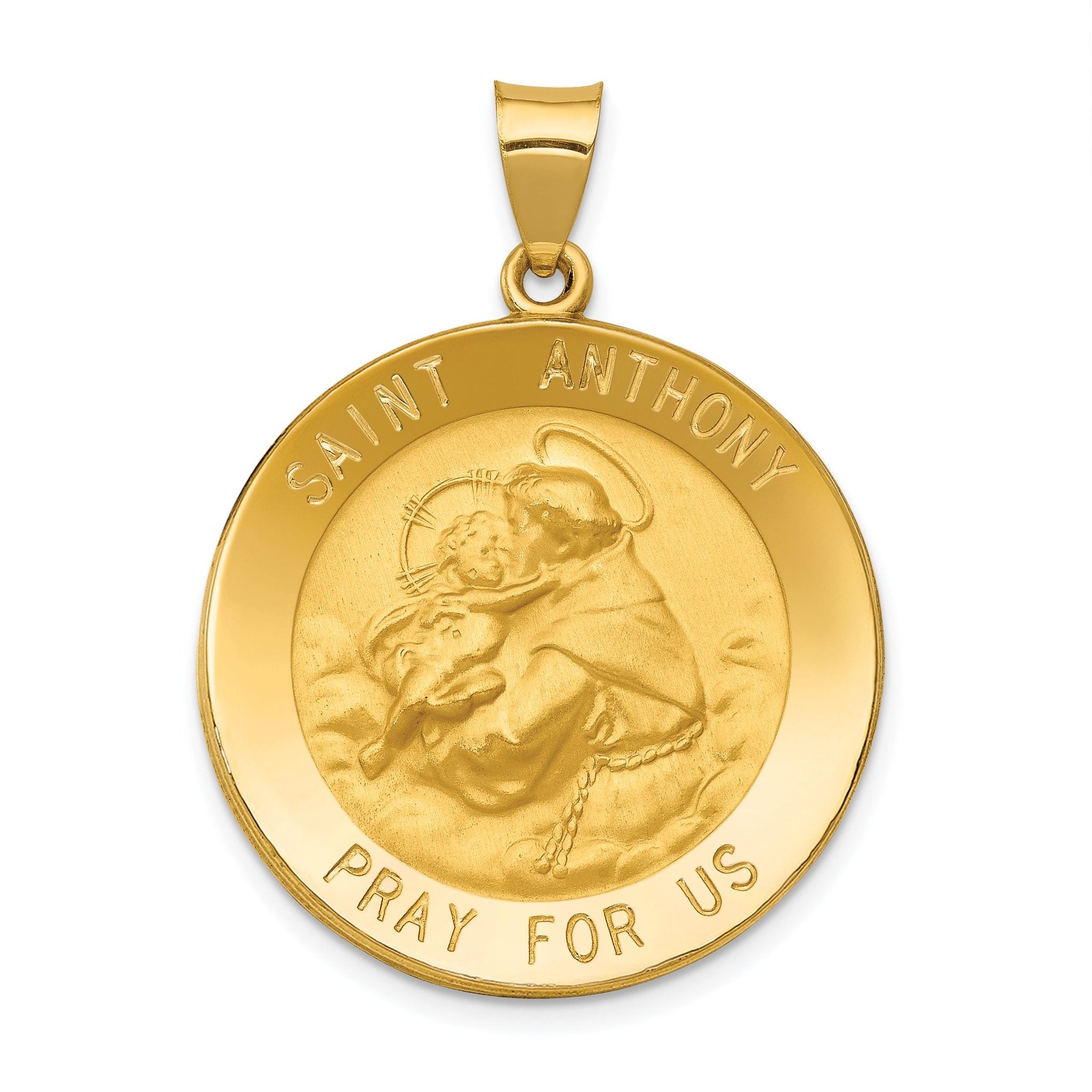 14K Polished and Satin St. Anthony Medal Hollow Pendant Main image