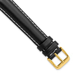 Oil-Tanned Leather Watch Band in Black with Gold-Tone Buckle, 14mm